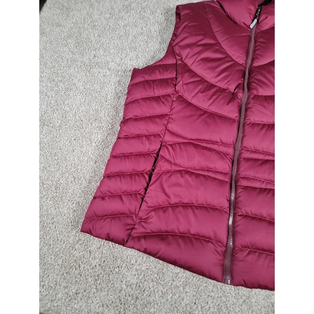 Eddie Bauer EB 650 Vest Womens XL Burgundy Down Filled Puffer Full Zip Pockets